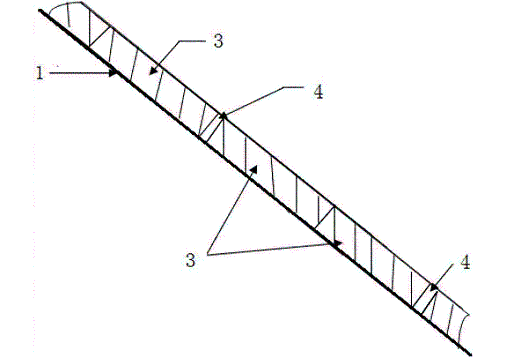 水泥磨斗式提升機下料溜槽的正向剖視結構示意圖